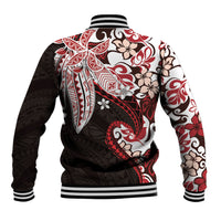 Monstera Plumeria Flowers Red Baseball Jacket Polynesian Pattern LT01 - Polynesian Pride