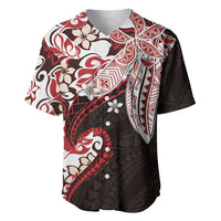 Monstera Plumeria Flowers Red Baseball Jersey Polynesian Pattern LT01 Red - Polynesian Pride