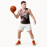 Monstera Plumeria Flowers Red Basketball Jersey Polynesian Pattern LT01 - Polynesian Pride