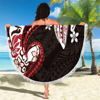 Monstera Plumeria Flowers Red Beach Blanket Polynesian Pattern LT01 - Polynesian Pride