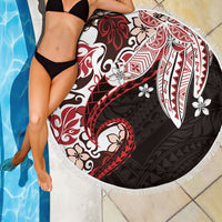 Monstera Plumeria Flowers Red Beach Blanket Polynesian Pattern LT01 - Polynesian Pride