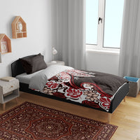 Monstera Plumeria Flowers Red Bedding Set Polynesian Pattern LT01 - Polynesian Pride