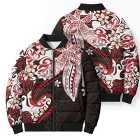 Monstera Plumeria Flowers Red Bomber Puffer Jacket Polynesian Pattern LT01 - Polynesian Pride