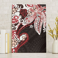Monstera Plumeria Flowers Red Canvas Wall Art Polynesian Pattern LT01 Without Frame Red - Polynesian Pride