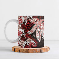 Monstera Plumeria Flowers Red Ceramic Mug Polynesian Pattern LT01 Red - Polynesian Pride