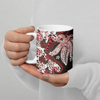 Monstera Plumeria Flowers Red Ceramic Mug Polynesian Pattern LT01 - Polynesian Pride