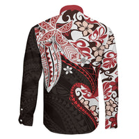 Monstera Plumeria Flowers Red Family Matching Off The Shoulder Long Sleeve Dress and Hawaiian Shirt Polynesian Pattern
