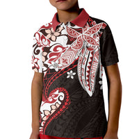 Monstera Plumeria Flowers Red Kid Polo Shirt Polynesian Pattern LT01 Kid Red - Polynesian Pride