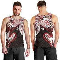 Monstera Plumeria Flowers Red Men Tank Top Polynesian Pattern LT01 - Polynesian Pride