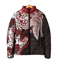 Monstera Plumeria Flowers Red Padded Jacket Polynesian Pattern LT01 - Polynesian Pride