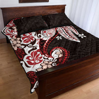 Monstera Plumeria Flowers Red Quilt Bed Set Polynesian Pattern LT01 - Polynesian Pride