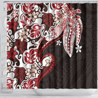 Monstera Plumeria Flowers Red Shower Curtain Polynesian Pattern LT01 - Polynesian Pride
