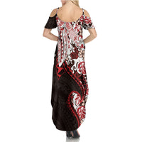 Monstera Plumeria Flowers Red Summer Maxi Dress Polynesian Pattern LT01 - Polynesian Pride