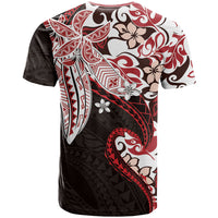 Monstera Plumeria Flowers Red T Shirt Polynesian Pattern LT01 - Polynesian Pride