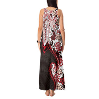 Monstera Plumeria Flowers Red Tank Maxi Dress Polynesian Pattern LT01 - Polynesian Pride