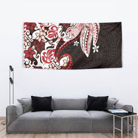 Monstera Plumeria Flowers Red Tapestry Polynesian Pattern LT01 - Polynesian Pride