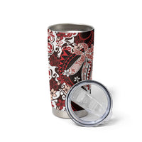 Monstera Plumeria Flowers Red Tumbler Cup Polynesian Pattern LT01 - Polynesian Pride