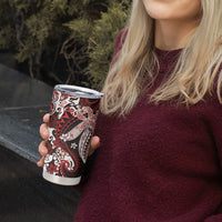 Monstera Plumeria Flowers Red Tumbler Cup Polynesian Pattern LT01 - Polynesian Pride