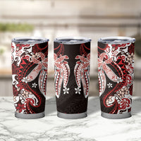 Monstera Plumeria Flowers Red Tumbler Cup Polynesian Pattern LT01 - Polynesian Pride