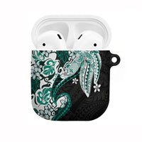 Monstera Plumeria Flowers Teal AirPods Case Polynesian Pattern LT01 Teal - Polynesian Pride