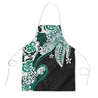 Monstera Plumeria Flowers Teal Apron Polynesian Pattern LT01 Teal - Polynesian Pride