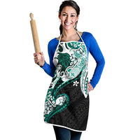 Monstera Plumeria Flowers Teal Apron Polynesian Pattern LT01 - Polynesian Pride