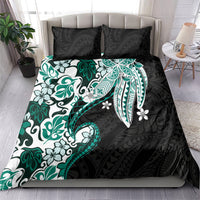 Monstera Plumeria Flowers Teal Bedding Set Polynesian Pattern LT01 - Polynesian Pride