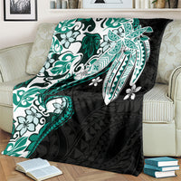 Monstera Plumeria Flowers Teal Blanket Polynesian Pattern LT01 - Polynesian Pride