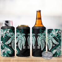 Monstera Plumeria Flowers Teal 4 in 1 Can Cooler Tumbler Polynesian Pattern LT01 - Polynesian Pride