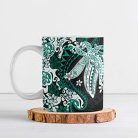 Monstera Plumeria Flowers Teal Ceramic Mug Polynesian Pattern LT01 Teal - Polynesian Pride