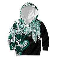 Monstera Plumeria Flowers Teal Kid Hoodie Polynesian Pattern LT01 Hoodie Teal - Polynesian Pride