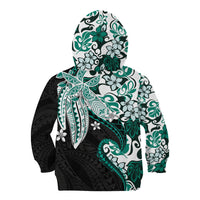 Monstera Plumeria Flowers Teal Kid Hoodie Polynesian Pattern LT01 - Polynesian Pride