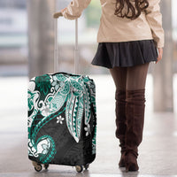 Monstera Plumeria Flowers Teal Luggage Cover Polynesian Pattern LT01 - Polynesian Pride