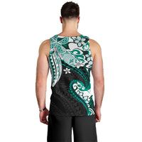 Monstera Plumeria Flowers Teal Men Tank Top Polynesian Pattern LT01 - Polynesian Pride