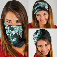 Monstera Plumeria Flowers Teal Neck Gaiter Polynesian Pattern LT01 - Polynesian Pride