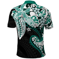 Monstera Plumeria Flowers Teal Polo Shirt Polynesian Pattern LT01 - Polynesian Pride