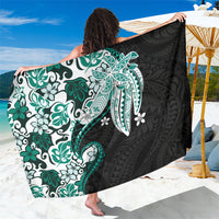 Monstera Plumeria Flowers Teal Sarong Polynesian Pattern LT01 One Size 44 x 66 inches Teal - Polynesian Pride