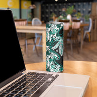 Monstera Plumeria Flowers Teal Skinny Tumbler Polynesian Pattern LT01 - Polynesian Pride