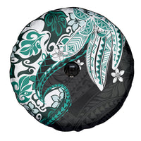 Monstera Plumeria Flowers Teal Spare Tire Cover Polynesian Pattern LT01 - Polynesian Pride
