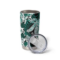 Monstera Plumeria Flowers Teal Tumbler Cup Polynesian Pattern LT01 - Polynesian Pride