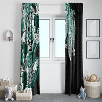 Monstera Plumeria Flowers Teal Window Curtain Polynesian Pattern LT01 - Polynesian Pride