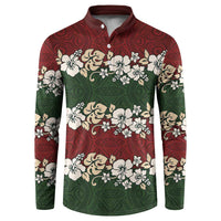 Hawaiian Hibiscus Christmas Color Button Sweatshirt Unique LT01 Red - Polynesian Pride