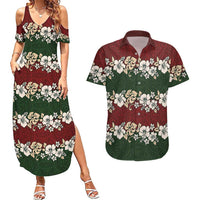 Hawaiian Hibiscus Christmas Color Couples Matching Summer Maxi Dress and Hawaiian Shirt Unique LT01 Red - Polynesian Pride