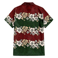 Hawaiian Hibiscus Christmas Color Family Matching Off Shoulder Short Dress and Hawaiian Shirt Unique