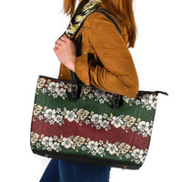 Hawaiian Hibiscus Christmas Color Leather Tote Bag Unique LT01 Red - Polynesian Pride