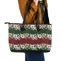 Hawaiian Hibiscus Christmas Color Leather Tote Bag Unique LT01 - Polynesian Pride