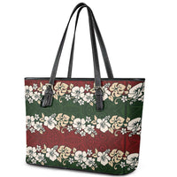 Hawaiian Hibiscus Christmas Color Leather Tote Bag Unique LT01 - Polynesian Pride