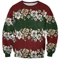 Hawaiian Hibiscus Christmas Color Sweatshirt Unique LT01 Unisex Red - Polynesian Pride