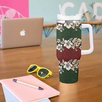 Hawaiian Hibiscus Christmas Color Tumbler With Handle Unique