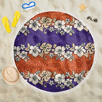 Hawaiian Hibiscus Beach Blanket Orange and Purple Unique LT01 One Size 150cm Orange - Polynesian Pride